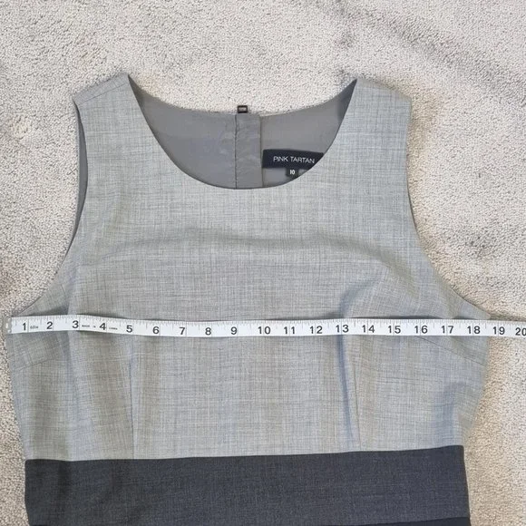 Pink Tartan Sleeveless Wool Blend Sheath Dress Size 10 - Picture 9 of 14